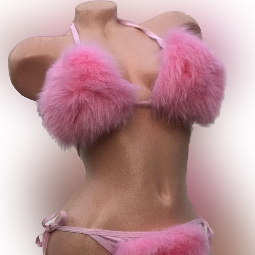 Pink Fuzzy Bikini Set